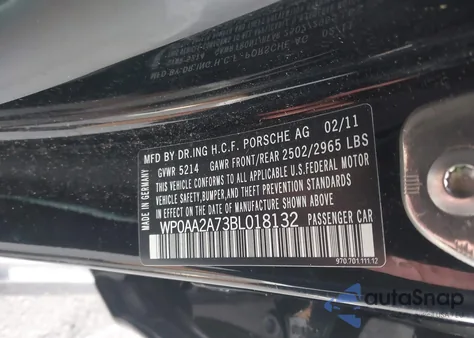 2011 Porsche Panamera 4 z USA, uszkodzony, nr VIN WP0AA2A73BL018132